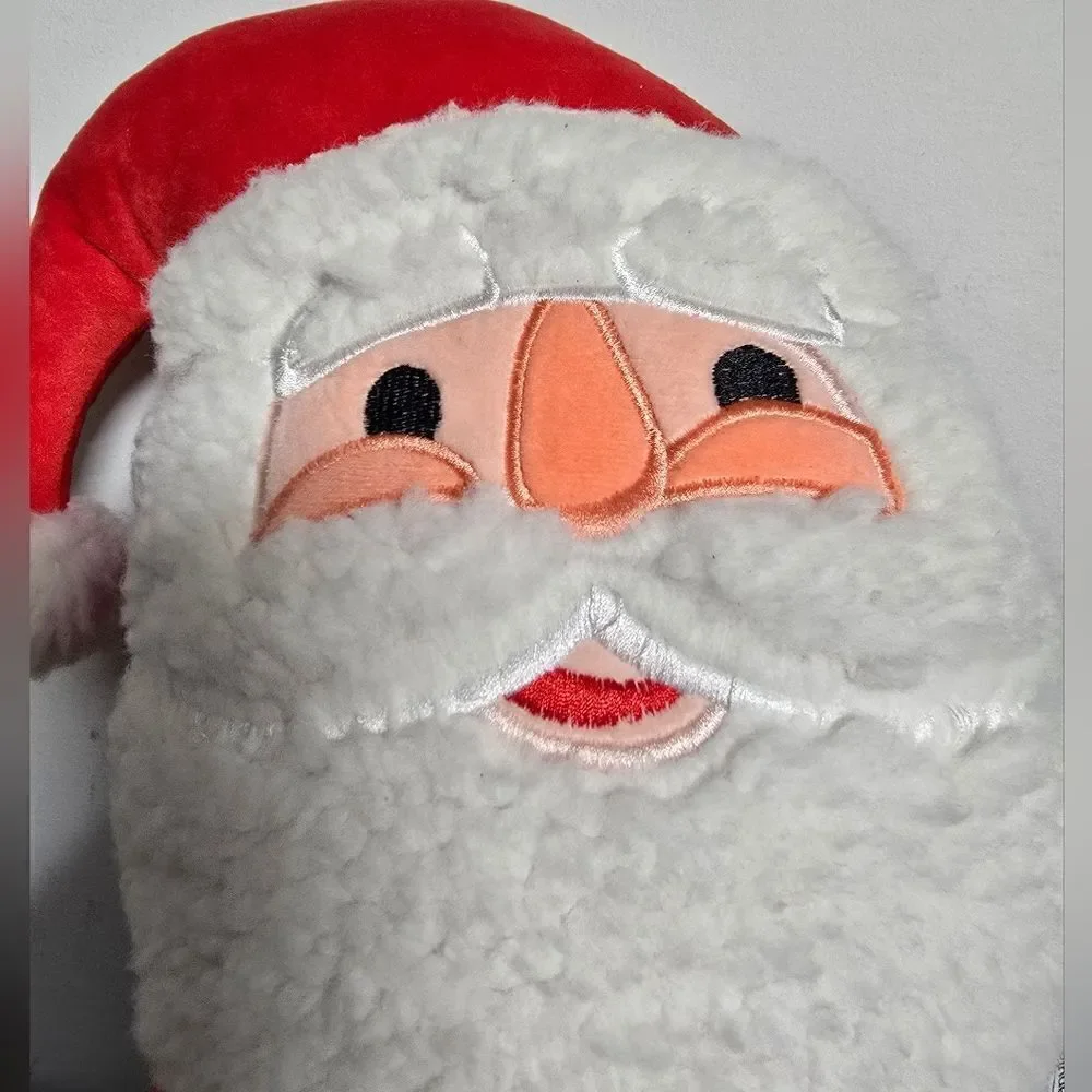New Christmas Shaped Santa Faux Shearling Throw Pillow Red Wondershop